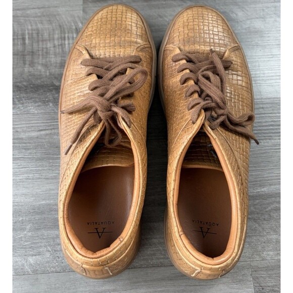 Aquatalia Alaric Basketweave Woven Leather Lace Up Sneakers Size 11 Mens Tan - Picture 4 of 9